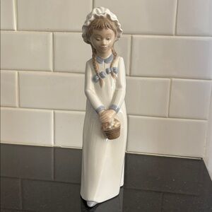 Lladro Nao Girl in Braids with Flowers